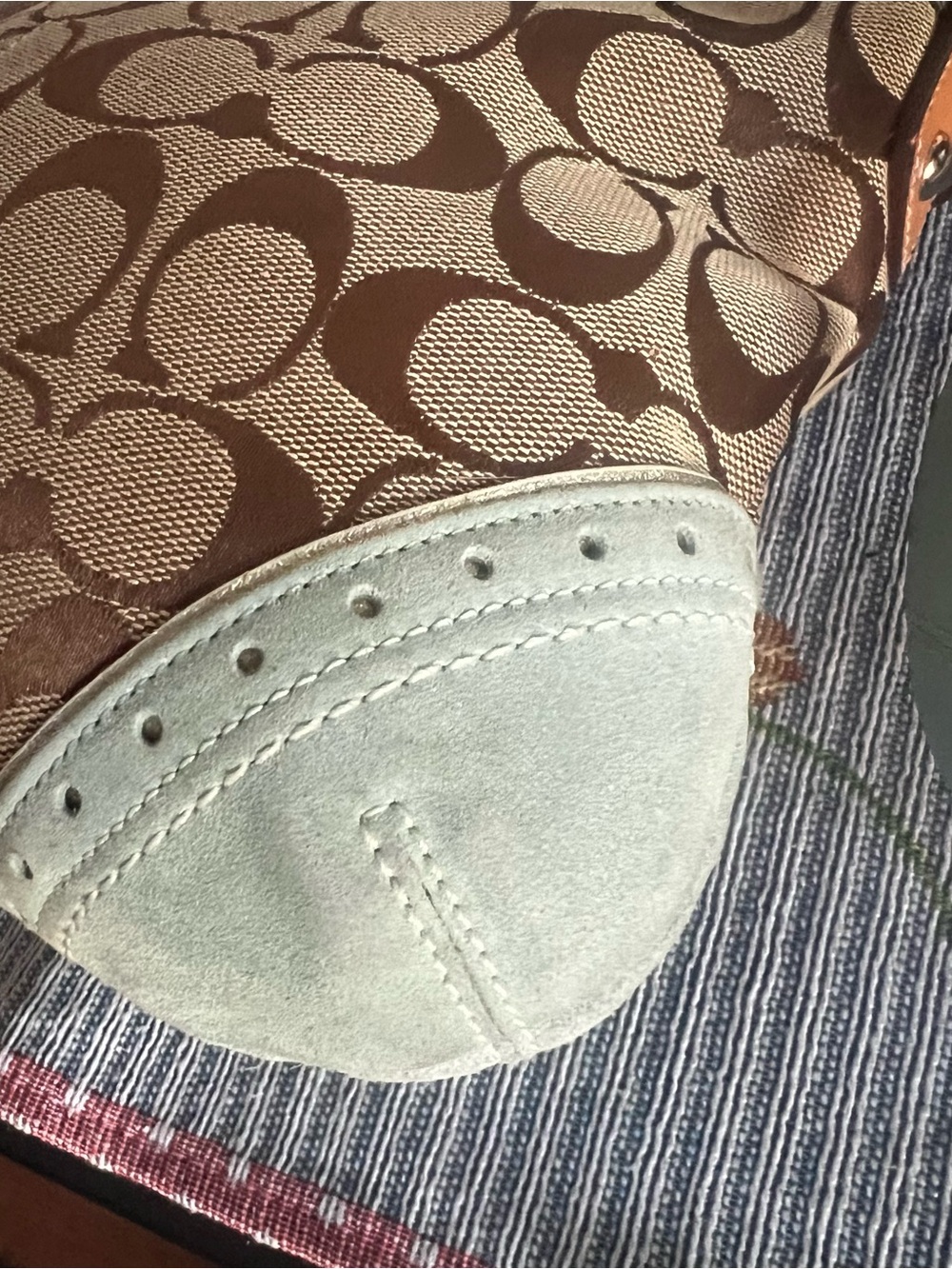 VINTAGE Coach SoHo Slim Convertible in Signature Canvas and Blue Suede 2004 - Picture 5 of 14